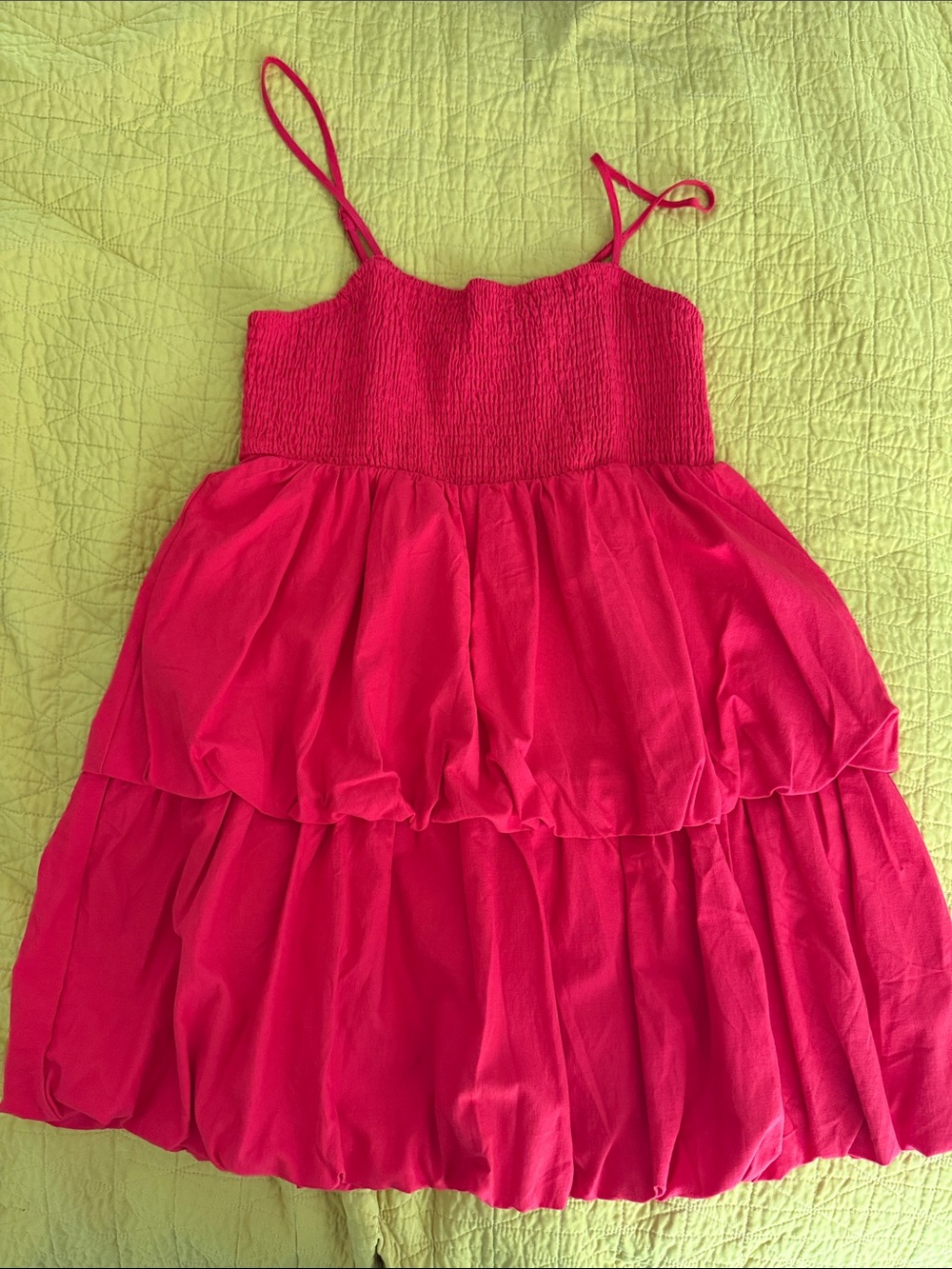 Bold Red Orange bubble hemTiered Sundress - M